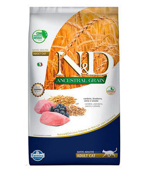 Ração Farmina N&d Ancestral Grain Para Gatos Adultos Sabor Cordeiro E Blueberry